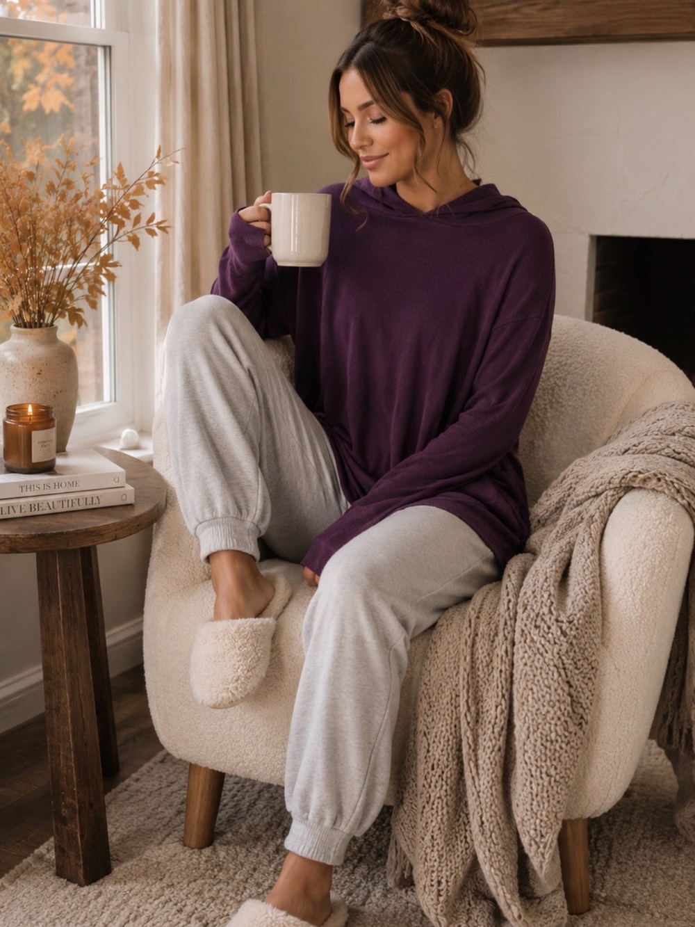 Aerie Purple Relaxed Sweatshirt Hoodie